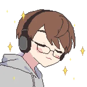 An image of an androgynous white person with brown hair and a gray hoodie wearing a pair of headphones in a starry night background.